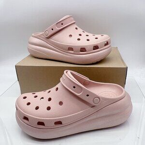 Crocs Classic Crush Platform Clogs Shimmer Waterproof Clay Pink Women US 11